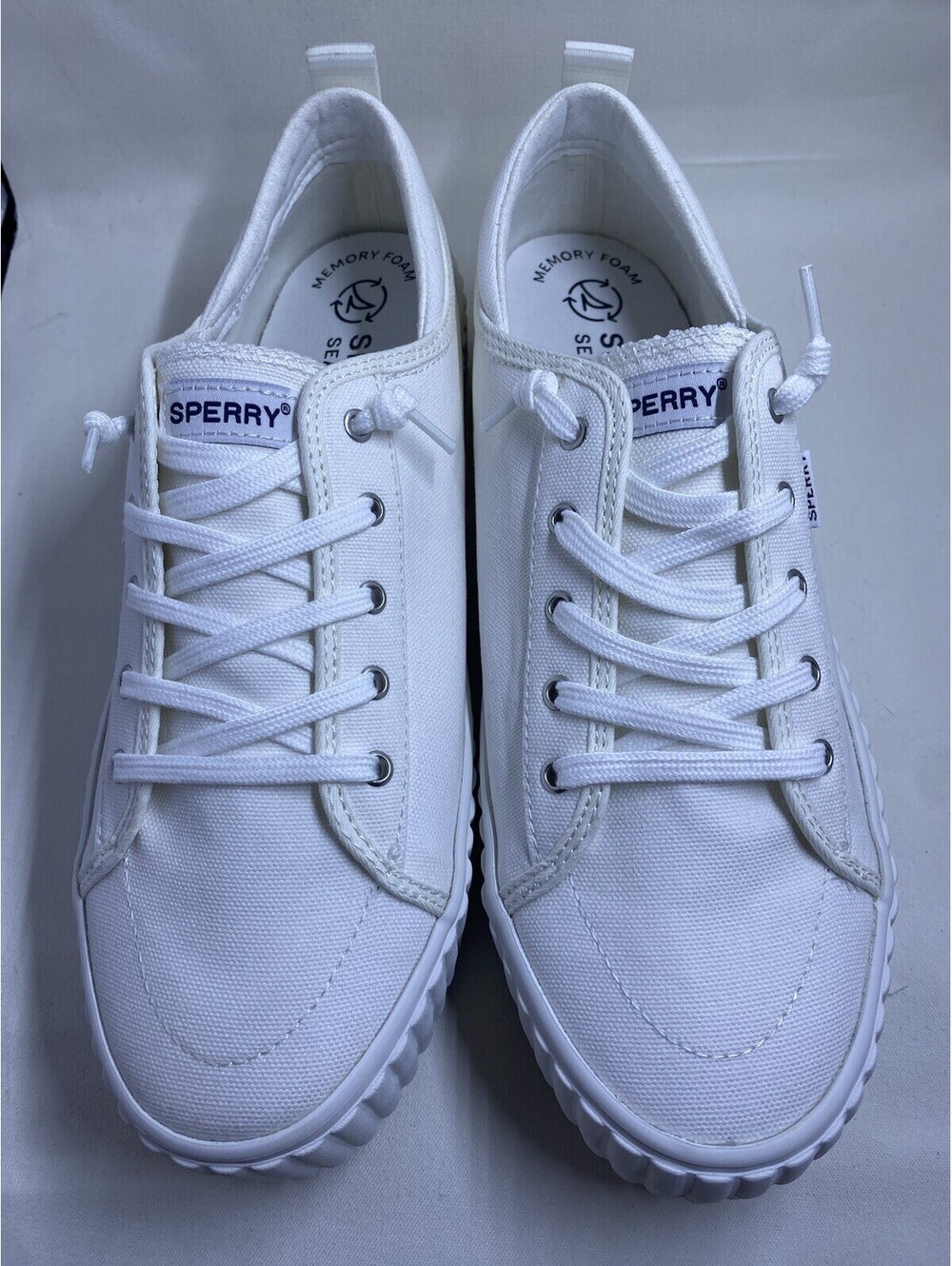 Women’s Sperry White Shoes Size 10 Pier Wave plt ltt wht Memory Foam NEW W/ BOX